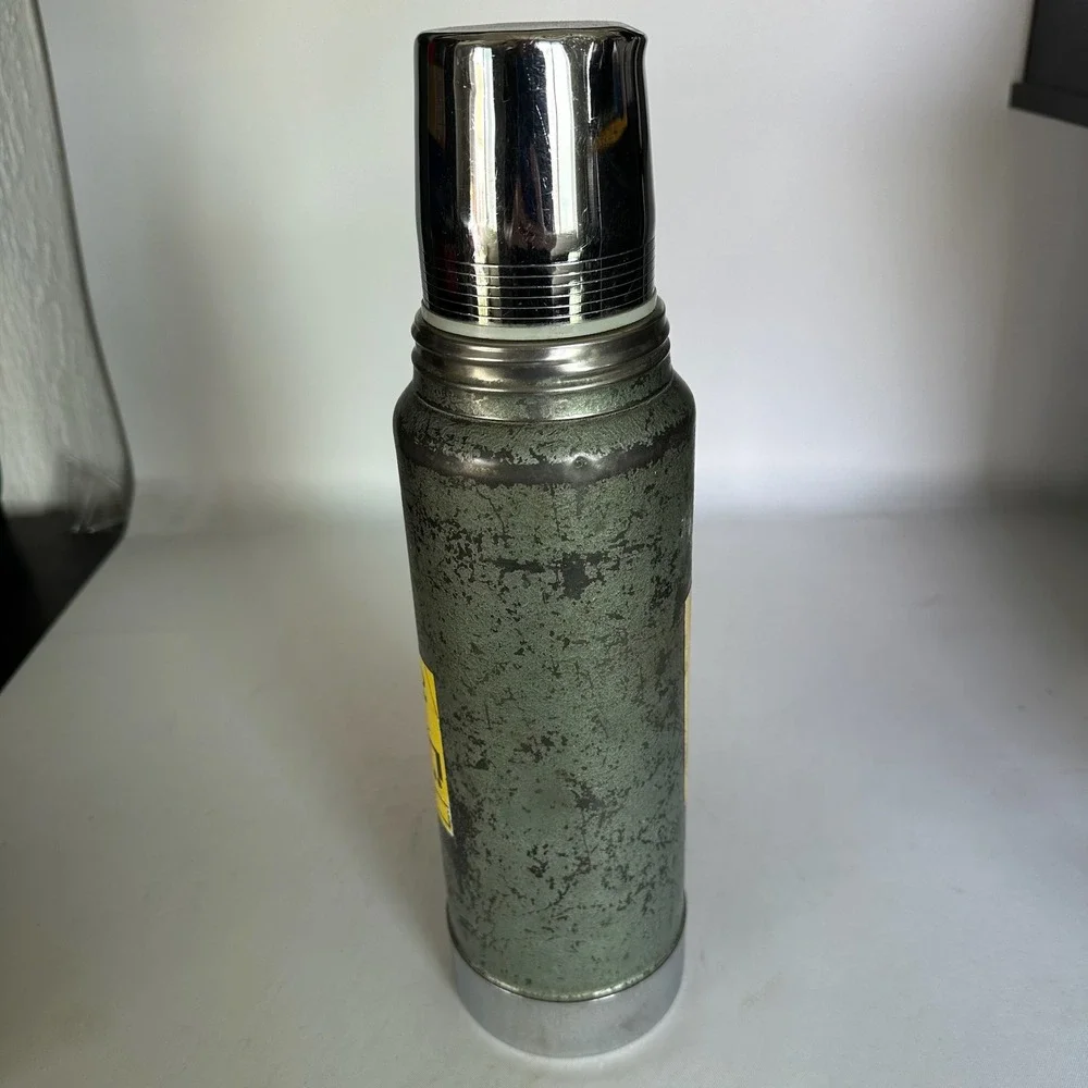 Vintage Aladdin Stanley 1 Quart Vacuum Bottle Thermos A-944C Hammertone Green - Picture 4 of 14